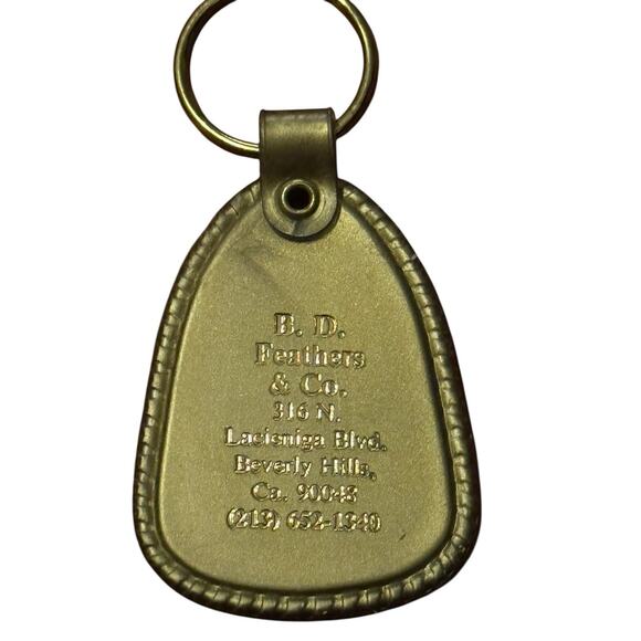 VTG Beverly Hills Exotic Birds Leather Keychain Fob B.D. Feathers & Co. USA - Picture 2 of 3